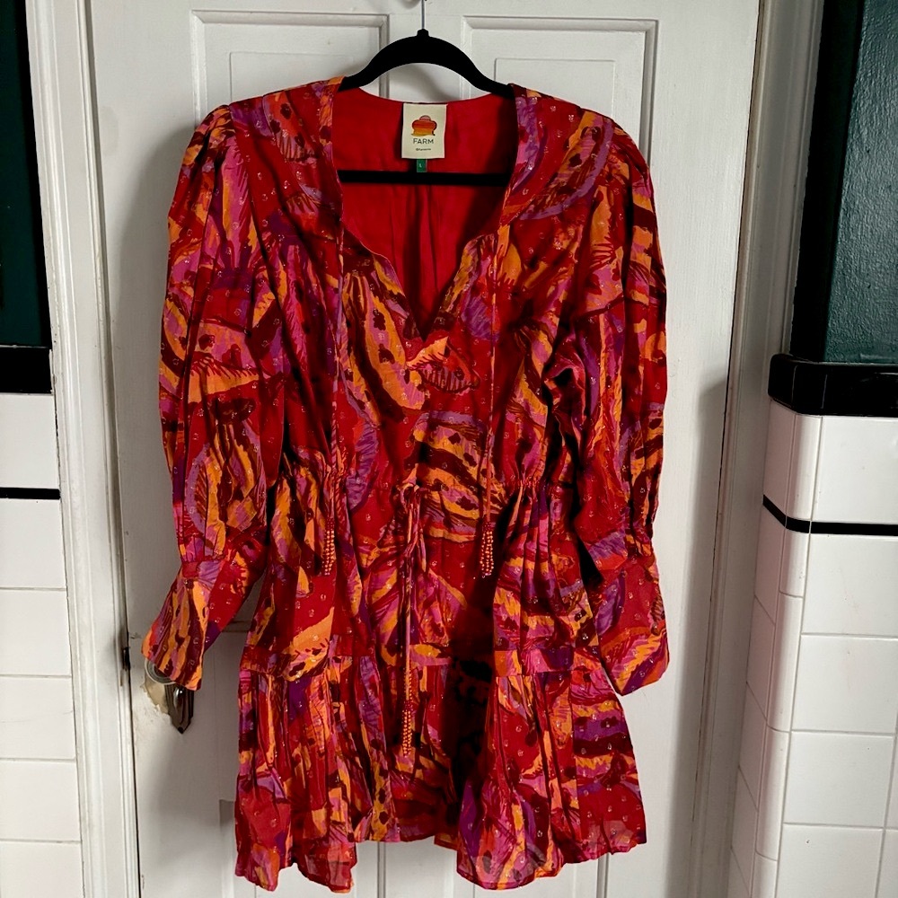 FARM Rio Red Multi-Color Mini Dress